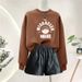 Women's European Style Fleece Lined Thick Sweatshirt round Neck Loose Oversized Heavyweight Autumn Winter Top for Campus Students_ecoleips.com