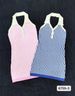 Women's Clothing Sexy Backless Halter Bodycon Dress V-Neck Sleeveless Midi Dress Color Blocking Stretchy Knit Fabric Fresh Style (Pink/Blue)_ecoleips.com