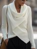 Women's Clothing Draped Neckline Knit Sweater – Asymmetrical Slouchy Pullover (White, XS-3XL)_ecoleips.com