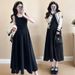 Maternity Wear 2025 Autumn New Korean Version Fashion Long-sleeved Color Matching Top Jacket Thin Vest Dress Two-piece Set_ecoleips.com