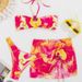 Women's Sexy Floral Print Bandeau Bikini Swimwear Set Adjustable Ties Removable Padding Beach Pool Clothing_ecoleips.com