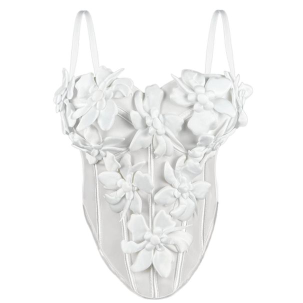 Women's Clothing New Three Dimensional Flower Camisole Tops Slim Pure Desire Style Sexy Fishbone Chest Inner Wear_ecoleips.com