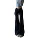 Black Micro-flare Jeans For Women, 2025 Spring And Autumn New Style, High-waisted, Slimming, Stretchy, Plus-size,_ecoleips.com
