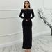 2024 Autumn European And American Style Cross-Border Women's New Fashion One-shoulder Sexy Tight Ruched Side Slit Dress_ecoleips.com