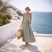 Mediterranean Vacation Dress – Flowy A-Line Midi Dress With Contrast Trim | 7 Boho Colors (S-Xxxl)_ecoleips.com