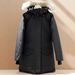 Women's Winter Parka With Detachable Wolf Fur Hood - 86%-90% White Duck Down Filling, Water-Resistant Polyester Shell, Mid-Length Warm Coat_ecoleips.com