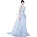 Ethereal Halter Neck Evening Gown Blue Tulle Dress for Women Sophisticated Elegant Style for Birthday Party Coming of Age Ceremony Annual Meeting_ecoleips.com