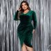 "Plus Size Bodycon Evening Dress – Long Sleeve High Waist Sexy Dress For Women, Stretchy Polyester Slim Fit Clubwear, Burgundy & Navy Blue"_ecoleips.com