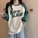 European American Style Color-blocked Long-sleeve T-shirt For Women, New Early Spring And Autumn Collection, Plus-size_ecoleips.com