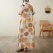 Real Shot Of 2024 Summer V-neck Cotton-linen Plus-size Loose-fitting Artistic Vacation-style Beach Dress, Vintage Long_ecoleips.com