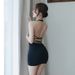 Summer New Women Sexy Dress Deep V-Neck Slim Hot Backless Mini Dress Female Bandage Halter Patchwork Mini Vestidos_ecoleips.com