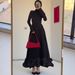 Modest Abaya Dress Maxi Skirt Ruffle Fitted Evening Gown Soft Bubble Mesh Tulle Dress For Spring_ecoleips.com