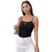 Voya Women's Knitted Sexy Chest Drawstring Strap Tight Strap Tank Top Jumpsuit_ecoleips.com