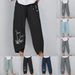 Suitable For All Seasons Summer Casual Loose Cotton Linen Butterfly Print Wide-Leg Pants For Women 3199_ecoleips.com