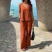 Women's Clothing Elegant V Neck Solid Color Top Set For Women European And American Style Resort Wear Spring Summer_ecoleips.com