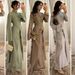 Women's Long Sleeve Fold Button Zen Style Linen Long Coat Autumn New Cross Border European American Foreign Trade Straight Long Skirt_ecoleips.com