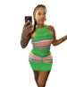 XT8165 Women's New Fashion Sweater Printed Backless Halter Top Bodycon Tight Dress Set_ecoleips.com
