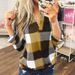 Women's Clothing New Spring And Autumn Shirt Plaid Print V Neck Long Sleeved Top T Shirt_ecoleips.com