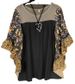 Aria Basics Aria Basics 2022 Cross-Border European And American Women's Clothing Spring/Summer Bat Sleeve Printed Color Block Waffle_ecoleips.com