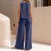 2025 European American Cross-Border Solid Color Elegant Two-Piece Set: Round Neck Vest And Wide-Leg Pants Women's_ecoleips.com