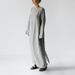 Women's Clothing New Cotton And Linen Long Skirt Long Sleeve One Shoulder Tie Dress_ecoleips.com
