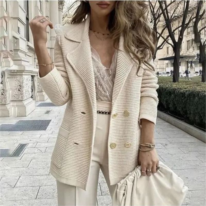 Women's Clothing Short Casual Knitted Tops Long Sleeve Jacket Coat_ecoleips.com