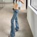Ameican Eto Washed Distessed Flaed Jeans Fo Women, Y2K Hot Gil Slim-fit Vesatile Floo-length Pants,_ecoleips.com