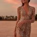 Verve WT1102#Spring New Women's Fashion Deep V Long Sleeve Sequin Little Dress_ecoleips.com