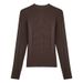 Women's High Elastic White Ribbed Base Layer Long Sleeve T-Shirt Stand up Collar Slim Fit Autumn Winter Inner Layer Top_ecoleips.com