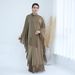 Modest Abaya Dress/Muslim Dress Women Elegant Dubai Turkish Solid Color Batwing Fringe Maxi Dress LR641 - Flowy Bohemian Abaya With Long Sleeves_ecoleips.com