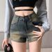 American Retro High Street Denim Shorts For Women In Summer, Thin Style, Spicy Girl, High Waist, Slim Fit, Versatile, A-line Hot Pants_ecoleips.com