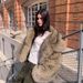 Women's Faux Fur Jacket With Ombre Dyed Raccoon Collar – Stylish Short Coat For Winter, Streetwear & Elegant Outfits (XS-XXL)_ecoleips.com