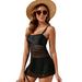 Women's Clothing High Waist Large Size Split Mesh Swimsuit Female Conservative Belly Covering Skirt Swimsuit_ecoleips.com
