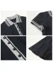CHIC VEN Women Dresses A Line Loose Casual Contrast Polo Short Sleeved Girl Dress Pleats Female Sports Coat Spring Summer 2025_ecoleips.com
