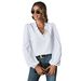 Popular Ruffle Edge V-neck Loose Long-sleeved Commuter Women's Shirt_ecoleips.com