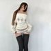 Women's Studded Casual Knitted Two-Piece Set Summer American Retro Long Sleeved Top And Loose Shorts Sexy Loose Fit_ecoleips.com