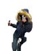 girl Navy Blue Fur Collar Hooded Short Jacket For Women Winter New American Retro Slim Fit Thickened Warm Down Cotton Coat_ecoleips.com