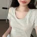 100% Pure Cotton Casual Short Sleeved T-shirt For Women's Summer Elastic Slim Fit Round Neck Bottom Shirt For Women's Fashion_ecoleips.com