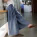 Women's Artistic Retro Wide Leg Jeans Drawstring Casual Loose Fit Long Pants 2025 Cross Border Fashion_ecoleips.com