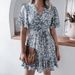 Clearance Sale: Summer European And American Casual Short-Sleeve V-Neck Floral Ruffle Pleated Dress -_ecoleips.com