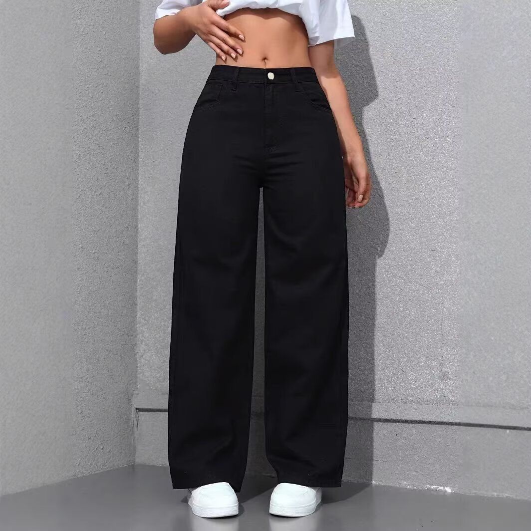 High-Waisted Straight Leg Jeans For Women - Vintage Washed Denim Pants, Sweet & Spicy Style, Comfortable Loose Fit For Spring/Fall_ecoleips.com