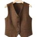 Aria Basics Autumn Winter British Retro Style Equestrian Vest For Women, New Versatile And Stylish Outerwear In Coffee Color,_ecoleips.com