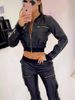 Women's Trendy Black PU Zipper Short Jacket – Lightweight, Stylish & Versatile Outerwear For Everyday Wear_ecoleips.com