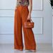 Women's Clothing Thin Trousers Solid Color Loose Pleated Wide Leg Casual Trousers Elastic Waist_ecoleips.com