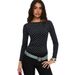 Voya Women's Versatile Spring And Summer Interior Black And White Polka Dot Top, Large Backless Long Sleeved Slim Fit T-shirt, Retro Layered Wear_ecoleips.com