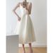 Women's Clothing Light Wedding Dress Solid Color Satin Simple Design For Emceeing Coming Of Age Ceremony Party Banquet Evening Gown Everyday Wear_ecoleips.com