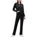 Women's Gold Velvet Two Piece Set Fall Winter Wide Leg Pants With Zipper Hooded Sweatshirt_ecoleips.com