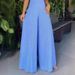 Women's Clothing New Women's Sleeveless Solid Color Casual Loose Striped Wide Leg Jumpsuit_ecoleips.com