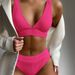 Women's High-Elasticity Bikini Set – Sexy Two-Piece Swimwear With Removable Padding, Polyester Blend (Sizes S-L, White/Red/Fuchsia/Blue)_ecoleips.com