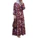 In Stock Cross-Border New Printed Middle Eastern Muslim Malay Full Sleeve Round Neck Robe Long Dress Factory Wholesale_ecoleips.com